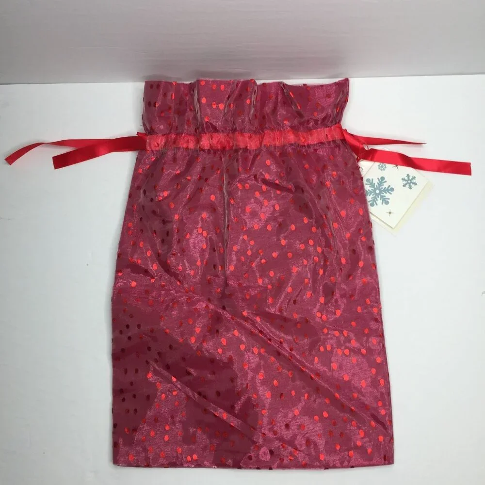 Satin Drawstring Red Polka Dot Gift Bag 18